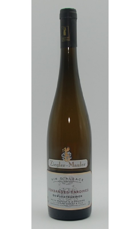 Photographie d'une bouteille de vin blanc Ziegler Gewurtaminer Vendanges Tardives 2020 Blc 37 5cl Crd