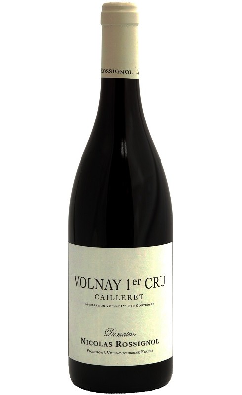 Photographie d'une bouteille de vin rouge Rossignol Cailleret 1er Cru 2018 Volnay Rge 75cl Crd