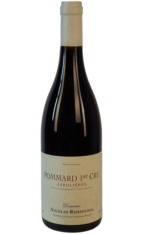 Photographie d'une bouteille de vin rouge Rossignol Jarolieres 2017 Pommard Rge 75cl Crd