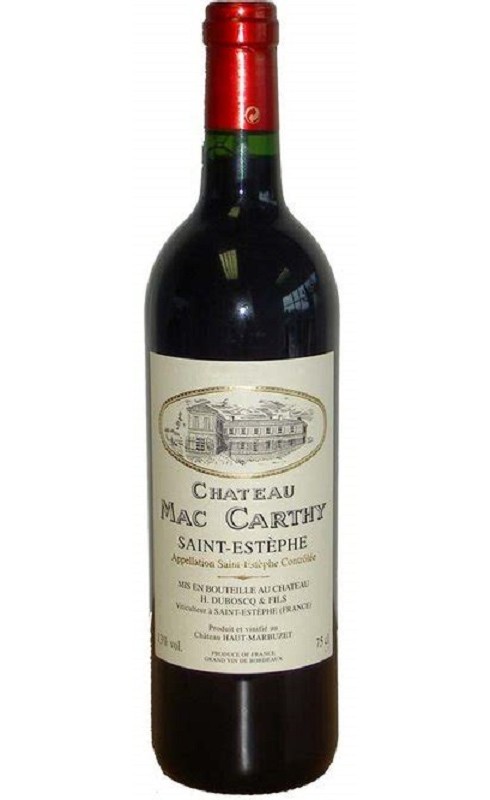 Photographie d'une bouteille de vin rouge Cht Mac Carthy 2021 St-Estephe Rge 1 5 L Crd