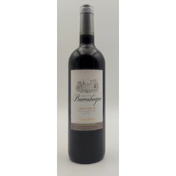 Photographie d'une bouteille de vin rouge Cht Barrabaque Antoine 2019 Canon-Fronsac Rge 75 Cl Crd
