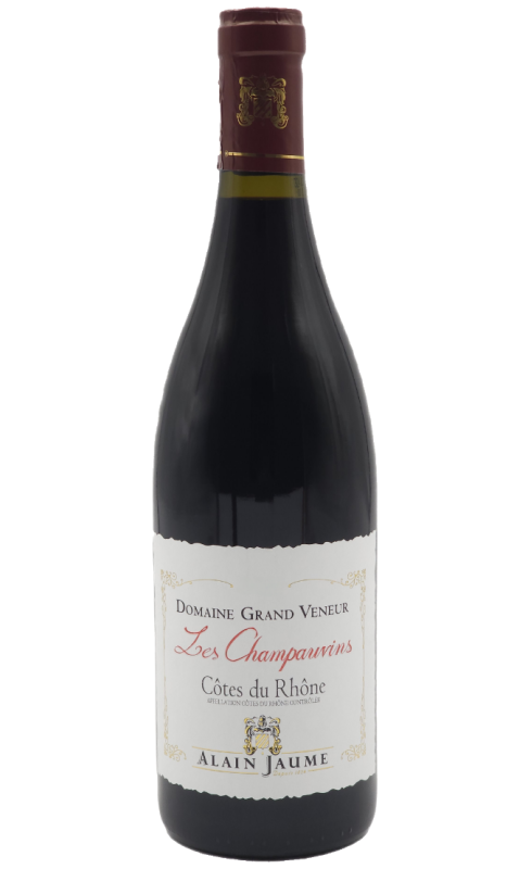 Photographie d'une bouteille de vin rouge Jaume Les Champauvins 2021 Cdr Village Rge Bio 75cl Crd