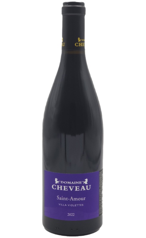 Photographie d'une bouteille de vin rouge Cheveau Villa Violettes 2022 St-Amour Rge 75cl Crd