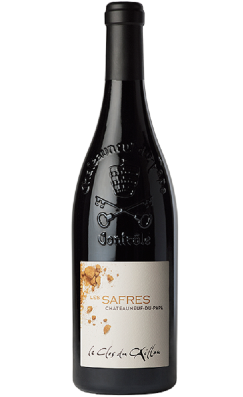 Photographie d'une bouteille de vin rouge Clos Du Caillou Les Safres 2022 Chtneuf Rge Bio 75cl Crd
