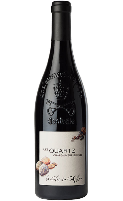 Photographie d'une bouteille de vin rouge Clos Du Caillou Les Quartz 2022 Chtneuf Rge Bio 75cl Crd