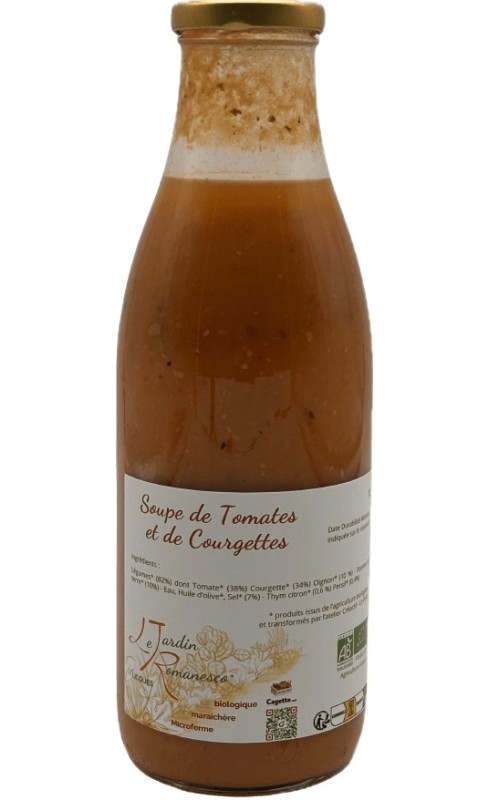 LE JARDIN ROMANESCO SOUPE DE TOMATES ET DE COURGETTES BIO 1L LE JARDIN ROMANESCO SOUPE DE TOMATES ET DE COURGETTES BIO 1L