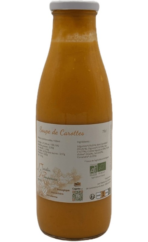 LE JARDIN ROMANESCO SOUPE DE CAROTTES BIO 75CL LE JARDIN ROMANESCO SOUPE DE CAROTTES BIO 75CL