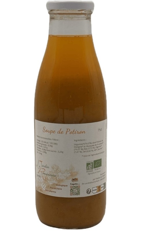 LE JARDIN ROMANESCO SOUPE DE POTIRON BIO 75CL LE JARDIN ROMANESCO SOUPE DE POTIRON BIO 75CL