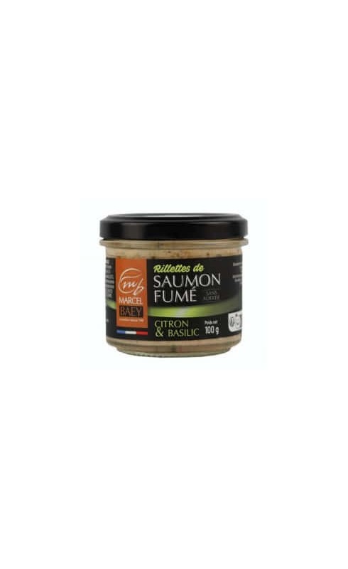 MARCEL BAEY RILLETTES DE SAUMON FUME CITRON & BASILIC 100G MARCEL BAEY RILLETTES DE SAUMON FUME CITRON & BASILIC 100G