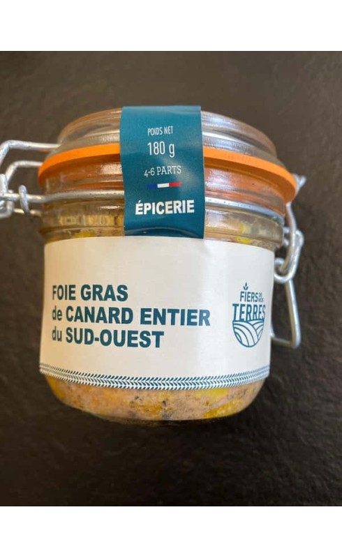 FIERS DE NOS TERRES FOIE GRAS DE CANARD ENTIER BOCAL VERRE 180G FIERS DE NOS TERRES FOIE GRAS DE CANARD ENTIER BOCAL VERRE 180G
