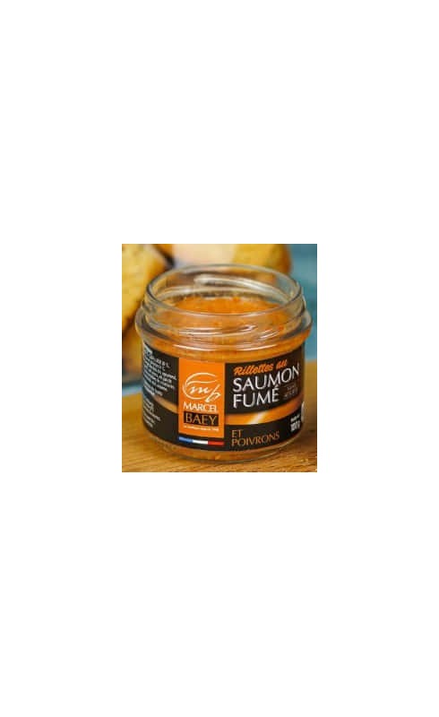 MARCEL BAEY RILLETTES DE SAUMON FUME ET POIVRONS 100G MARCEL BAEY RILLETTES DE SAUMON FUME ET POIVRONS 100G