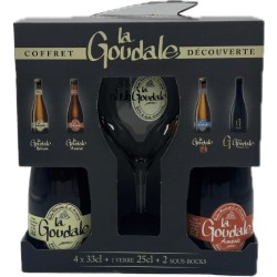 COFFRET LA GOUDALE - 1 BLONDE 33 CL + 1 AMBREE 33 CL + 1 IPA 33 CL + 1 GRAND CRU + 1 VERRE + 2 SOUS-BOCKS