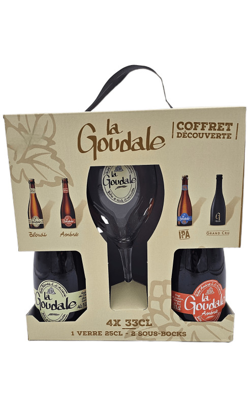 bière COFFRET LA GOUDALE 4 X 33CL - BLONDE + AMBREE + IPA + GRAND CRU + 1 VERRE + 2 SOUS-BOCKS - BRASSERIE DE SAINT-OMER