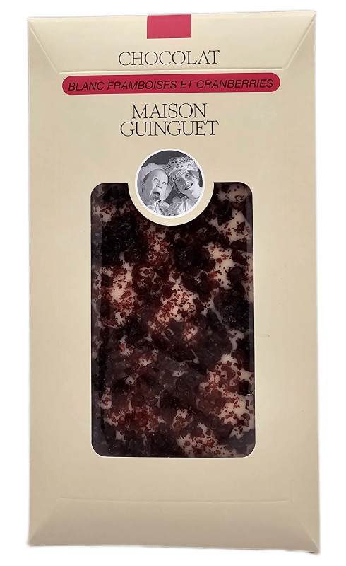 Maison Guinguet "Tablette Eclats de Framboises, Cranberries Chocolat Blanc" - MAISON GUINGUET