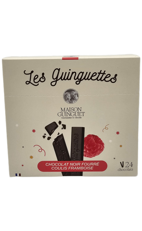 Maison Guinguet "Les Guinguettes Chocolat Noir Fourrees d'Un Coulis Framboise" Boite - MAISON GUINGUET