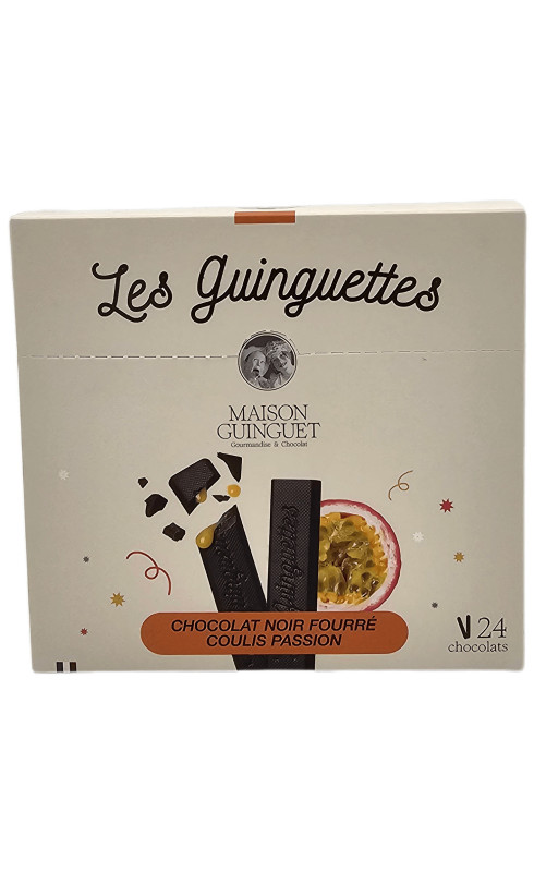 Maison Guinguet "Les Guinguettes Chocolat Noir Fourrees d'Un Coulis Passion" Boite - MAISON GUINGUET