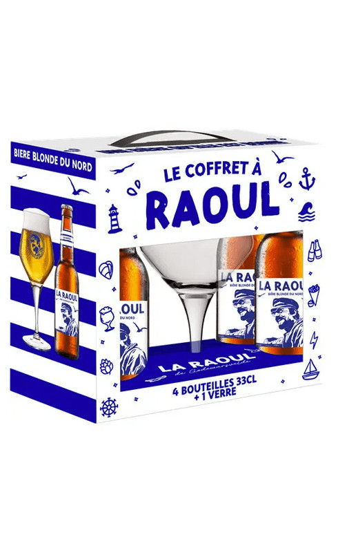 bière Le Coffret à Raoul - 4 x 33 Cl + 1 verre - BRASSERIE DE SAINT-OMER