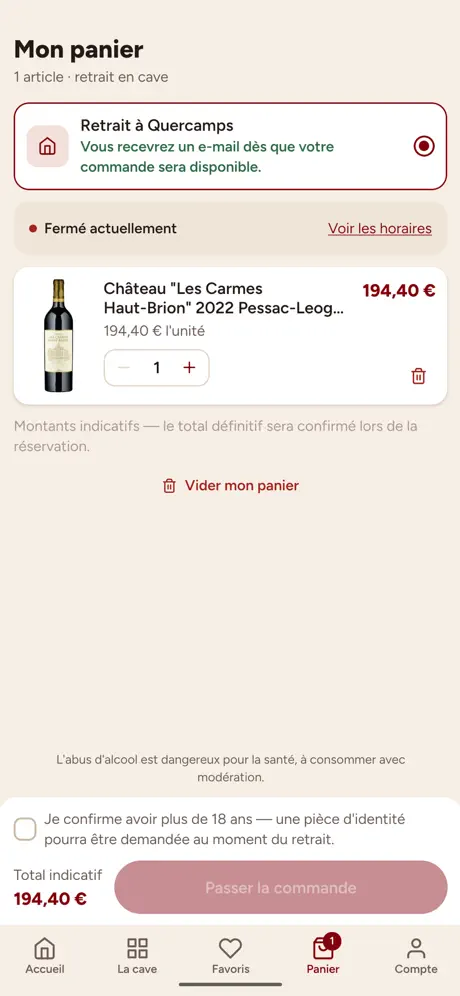 Écran de commande et de retrait