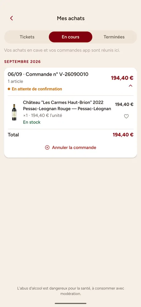 Écran de compte et de fidélité